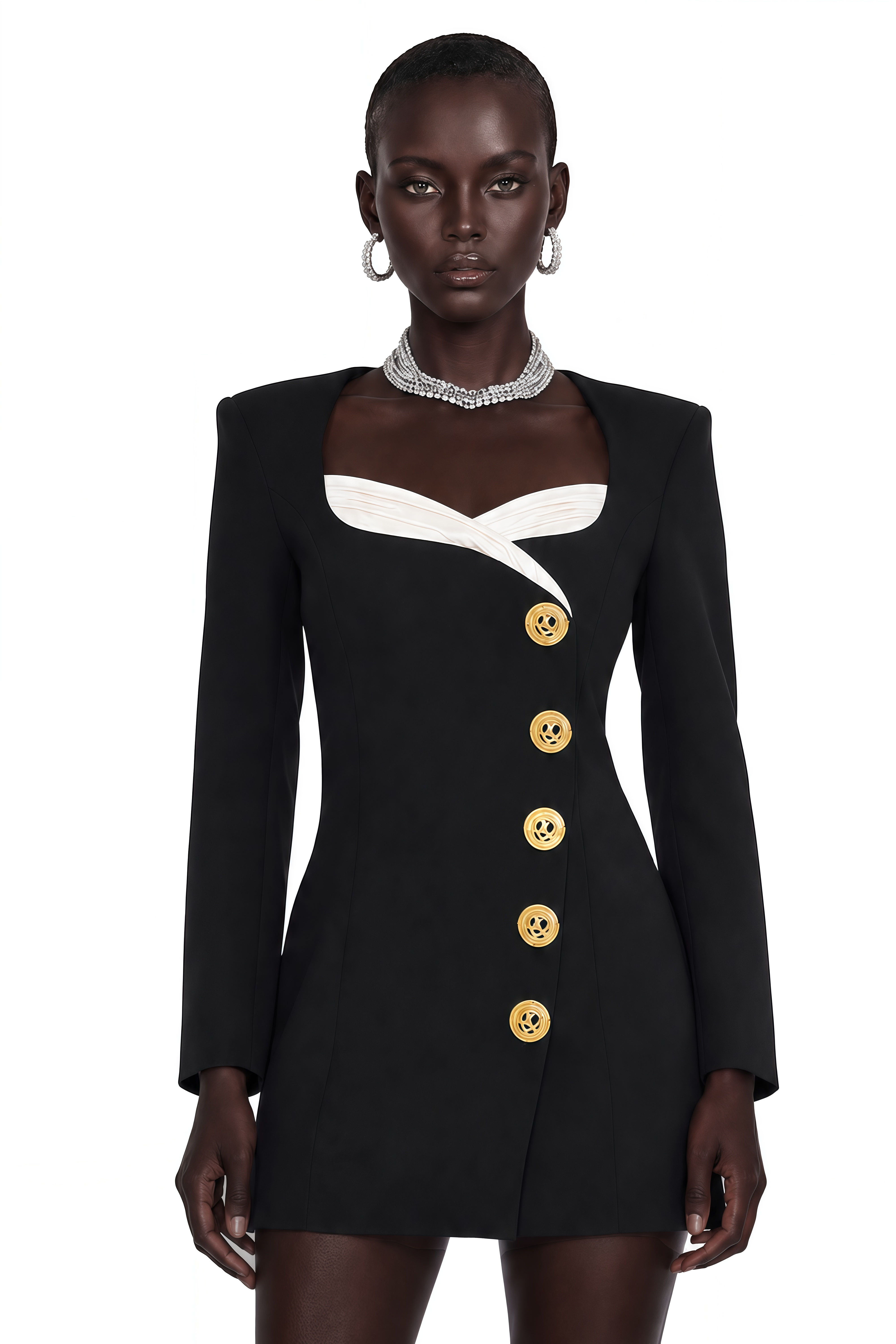 Celina Black Long-Sleeved Dress