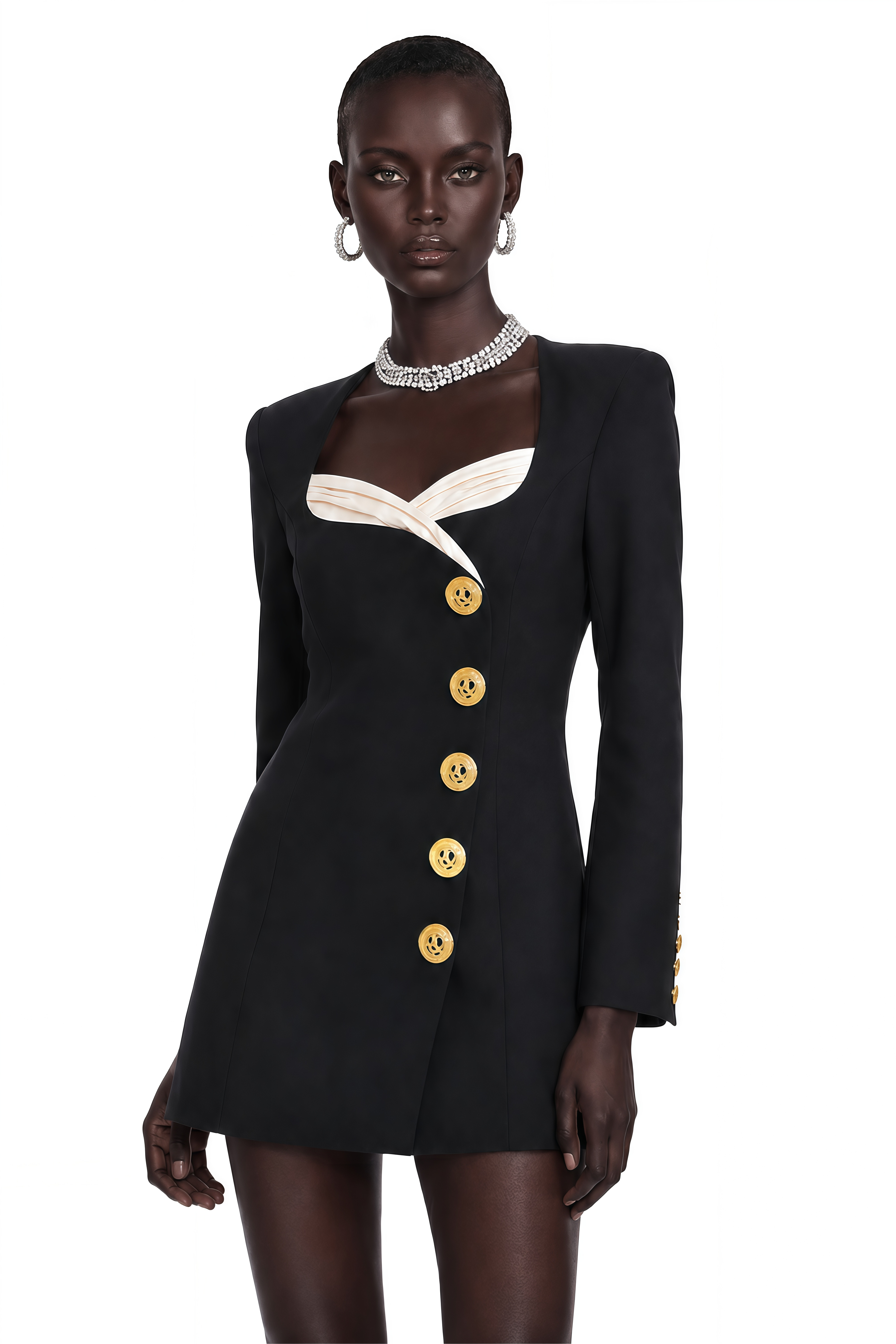 Celina Black Long-Sleeved Dress