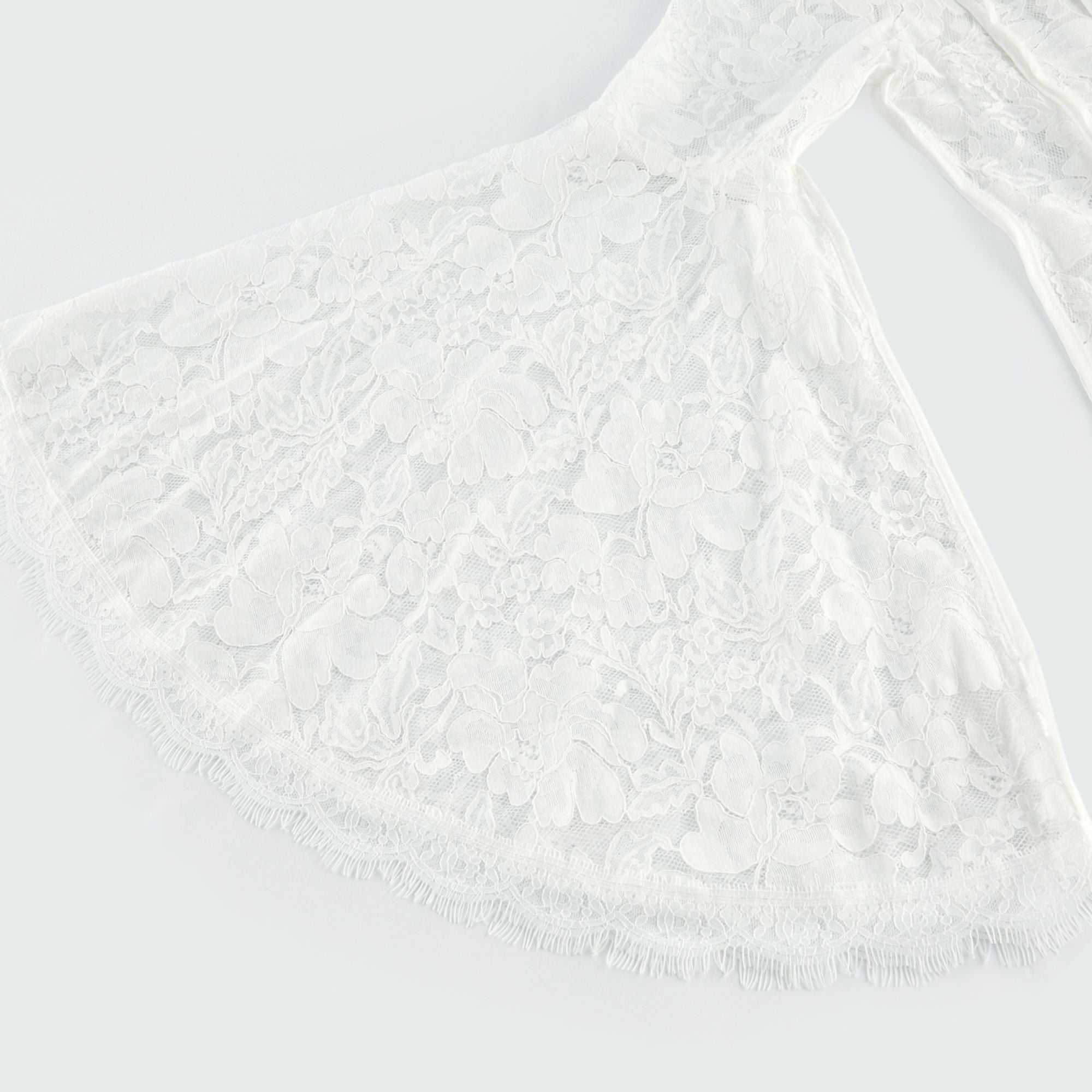 Elodiea White Floral Lace Flared Sleeves Midi Dress