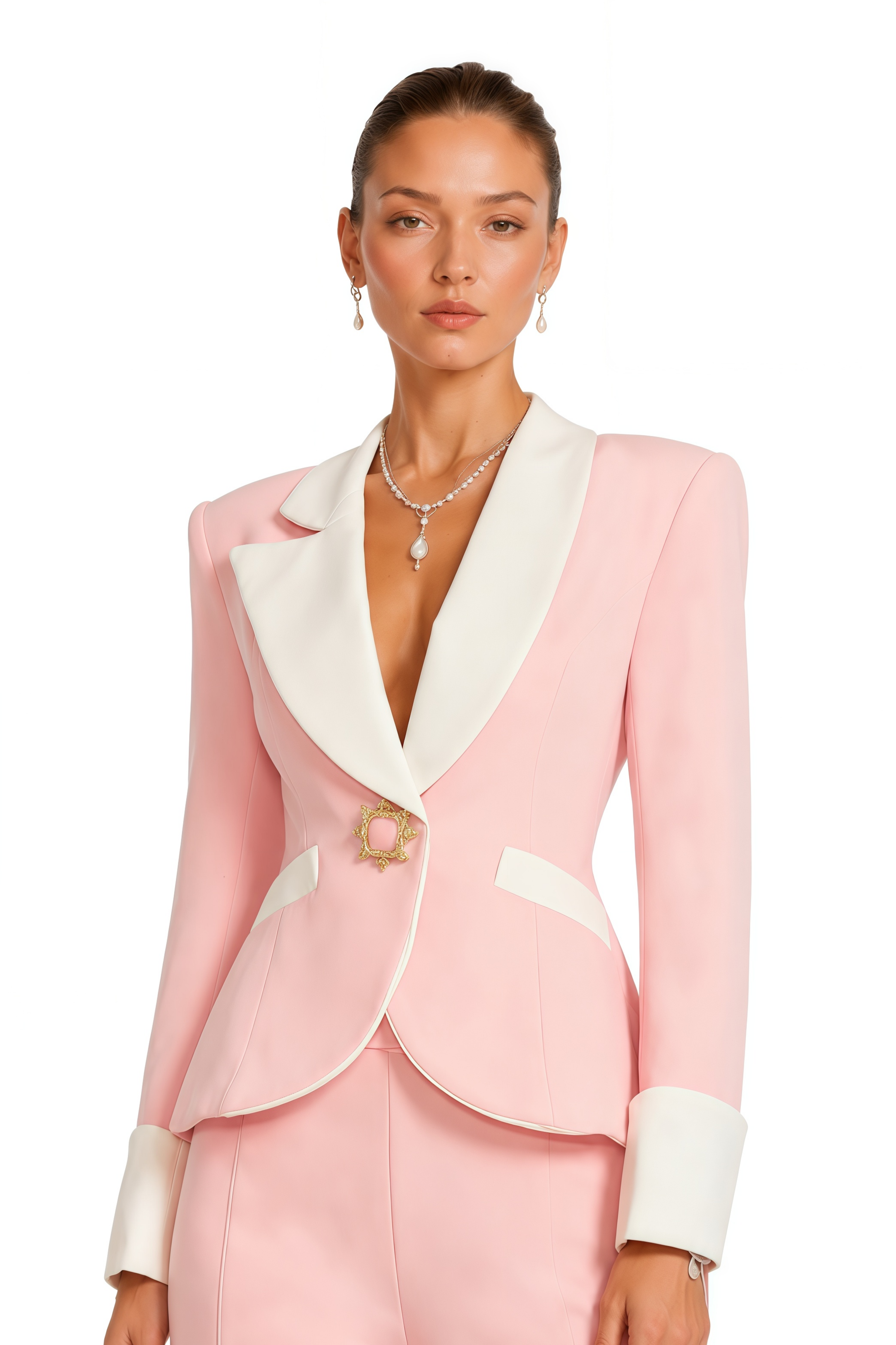 Claretta Colour-Block Blazer & Pants Matching Set