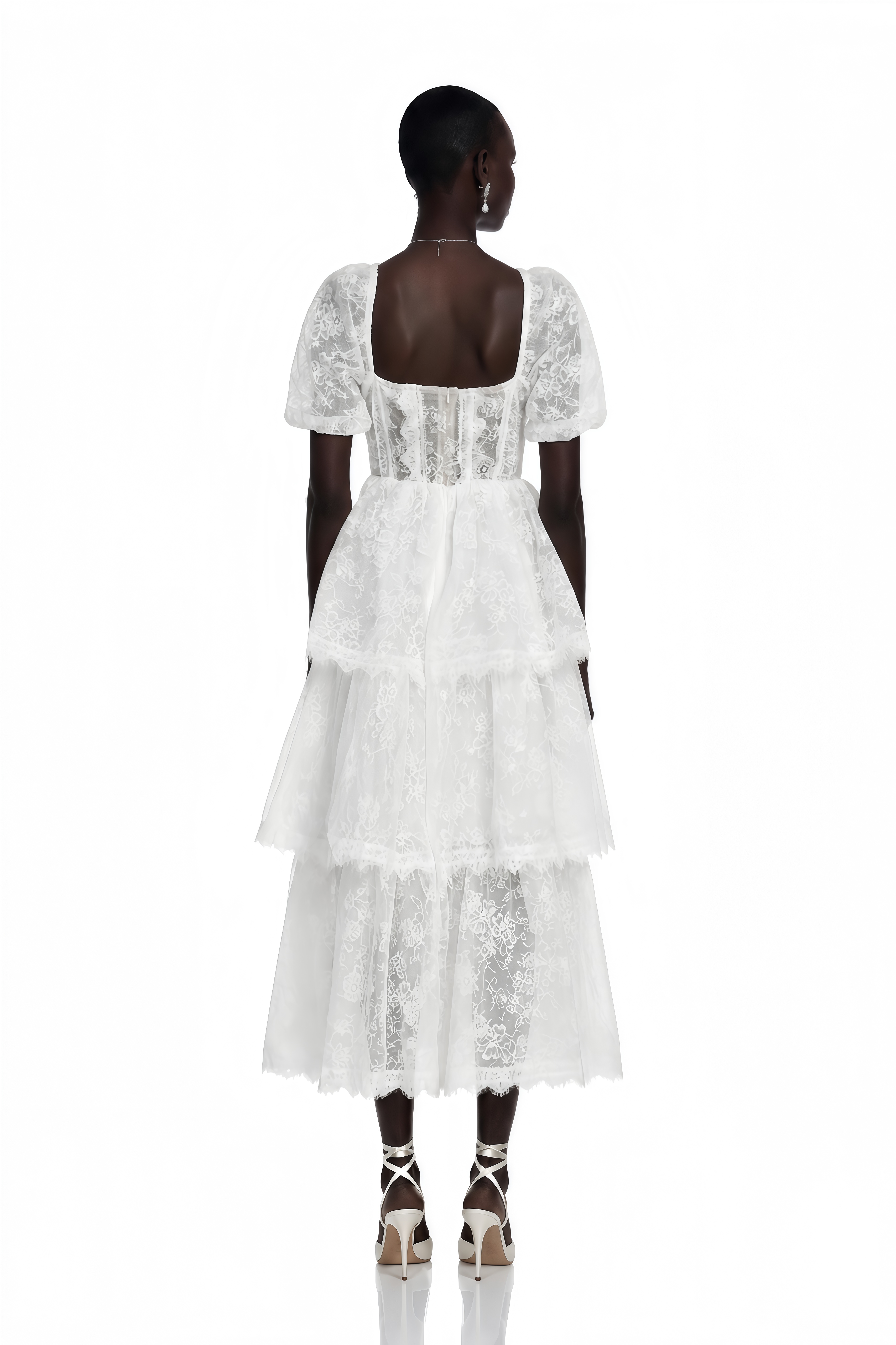 Mélisande White Lace Tiered Maxi Dress
