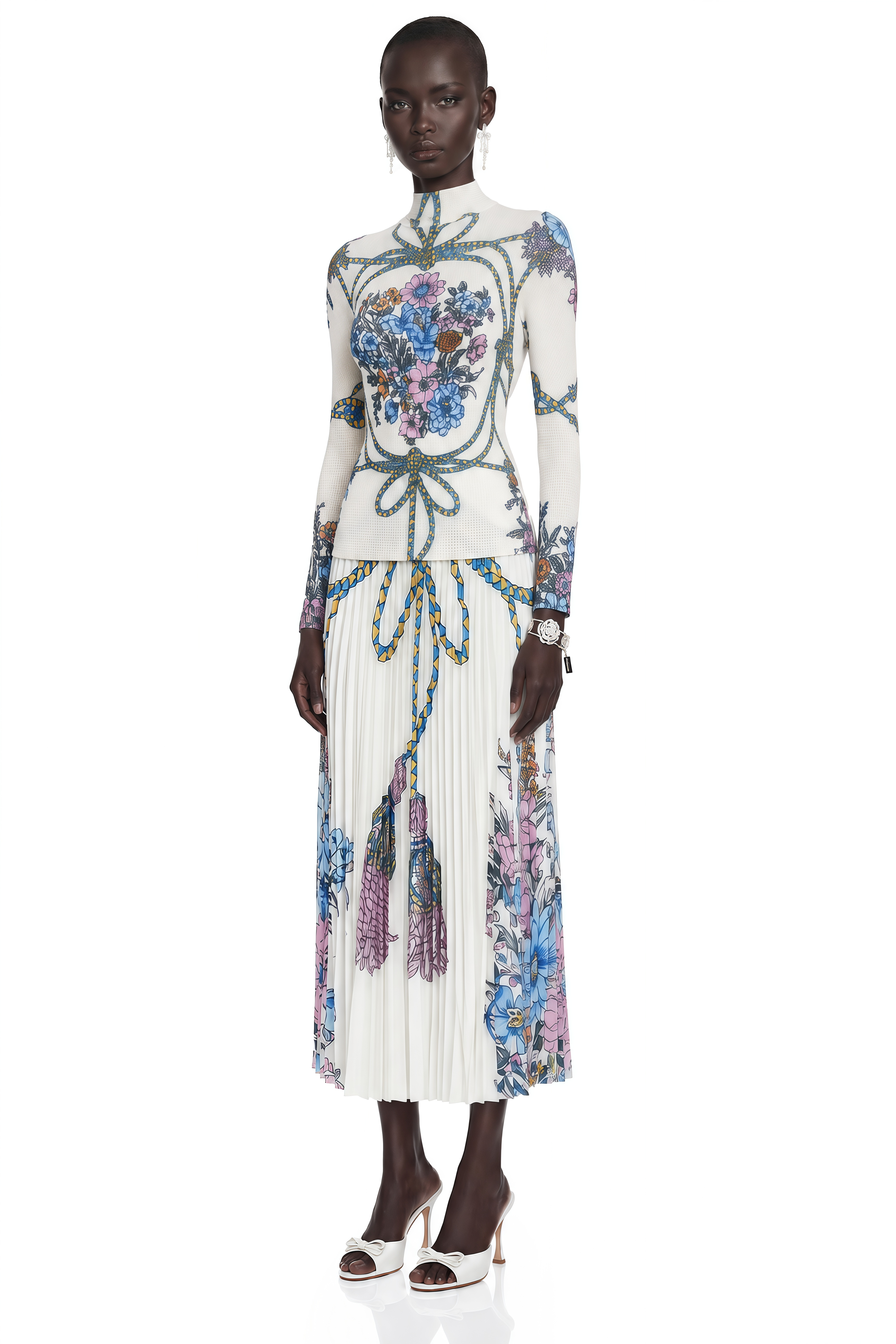 Huguette Pattern-Print Top & Skirt Matching Set