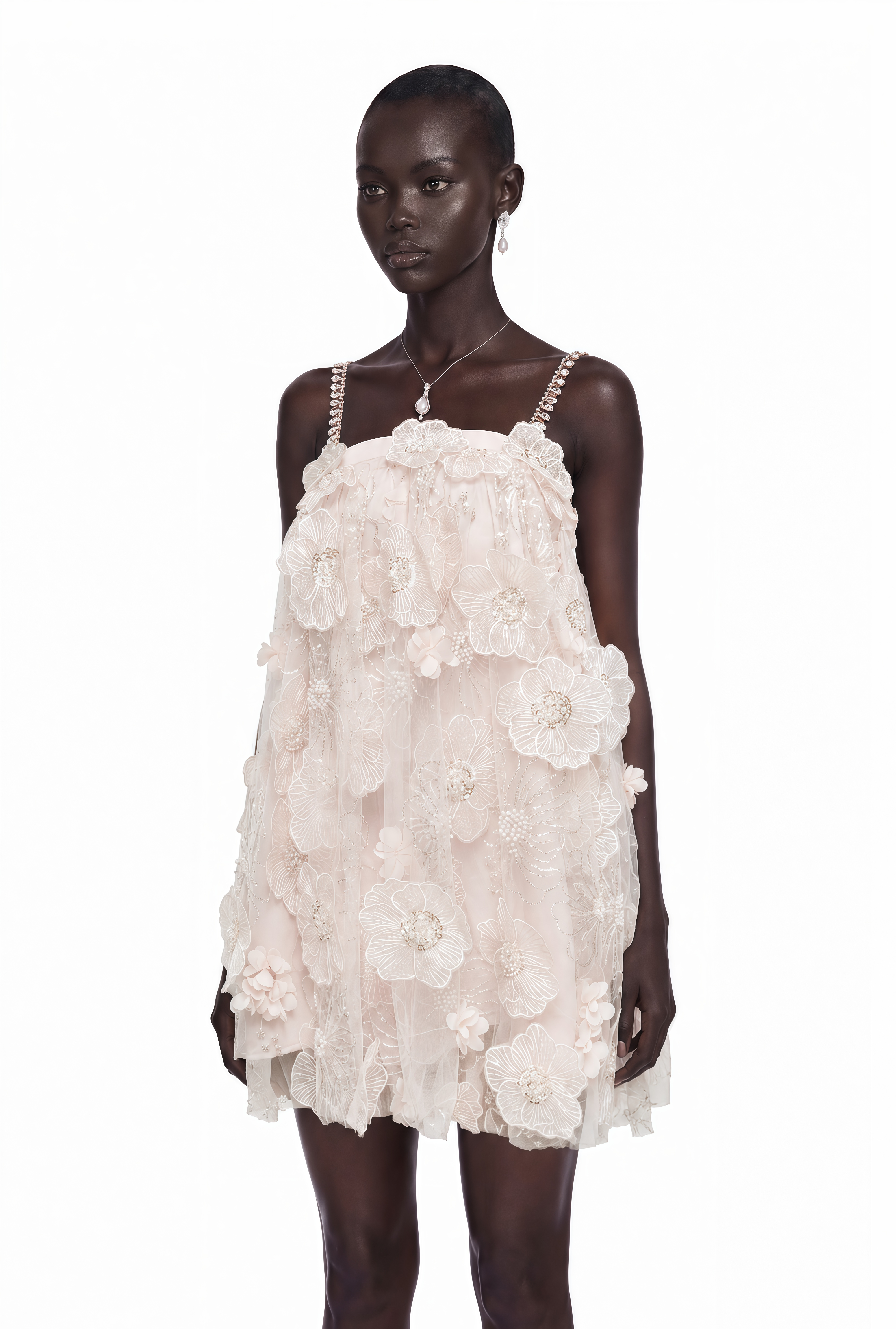 Valérie Crystal-Embellished Floral Mini Dress