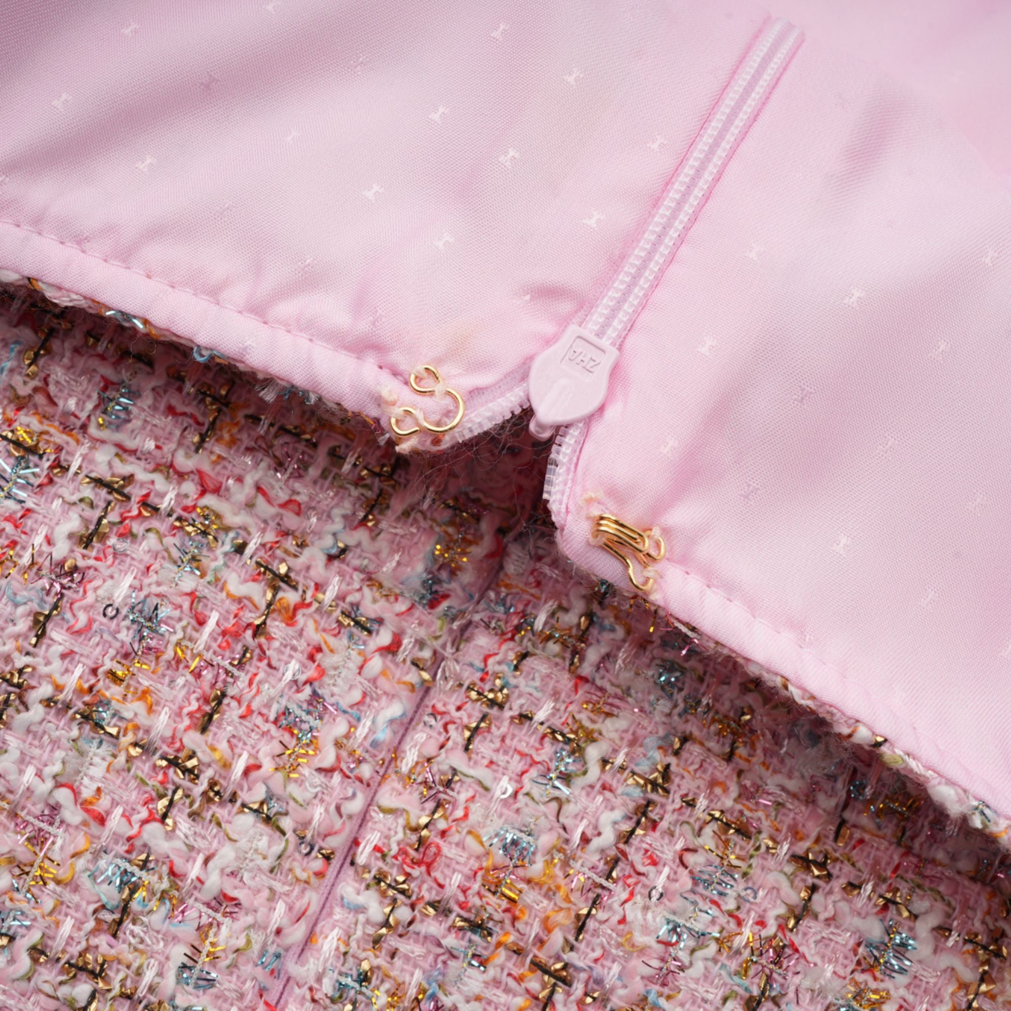 Aoife Pink Embellished Tweed Mini Dress