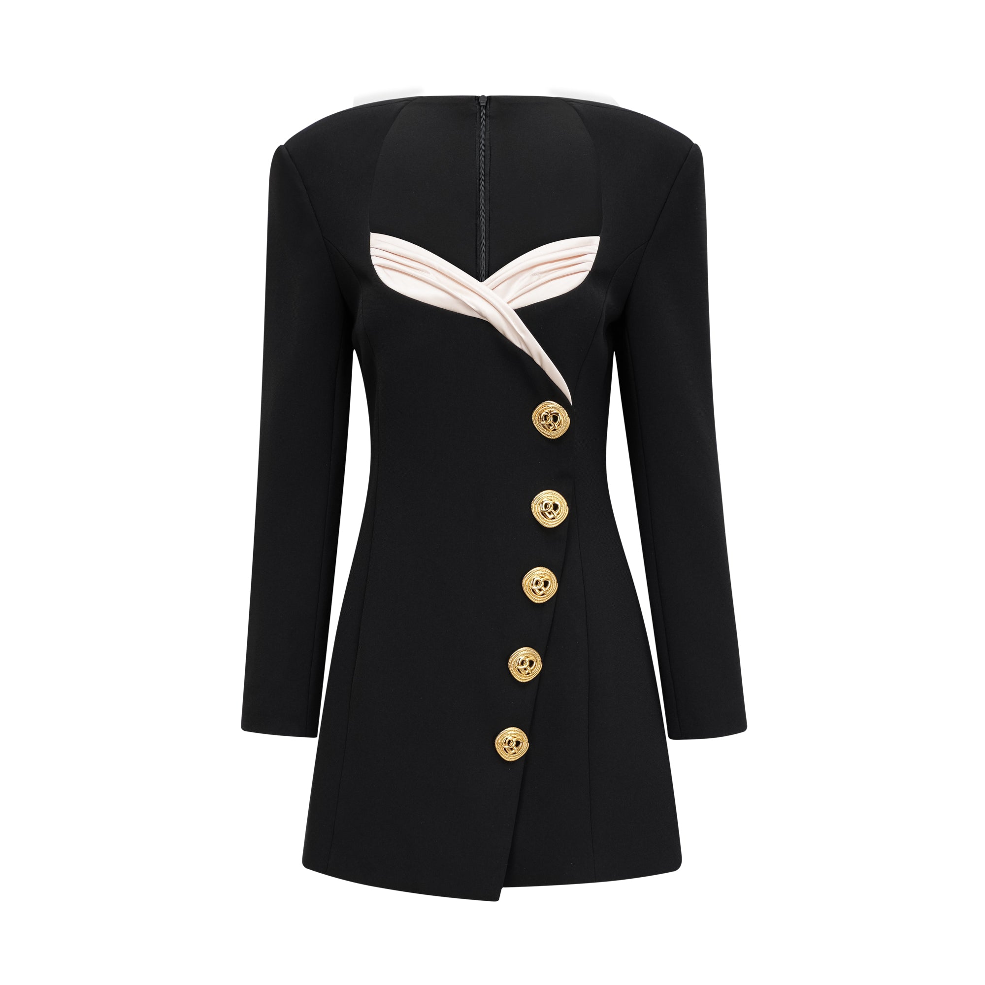 Celina Black Long-Sleeved Dress