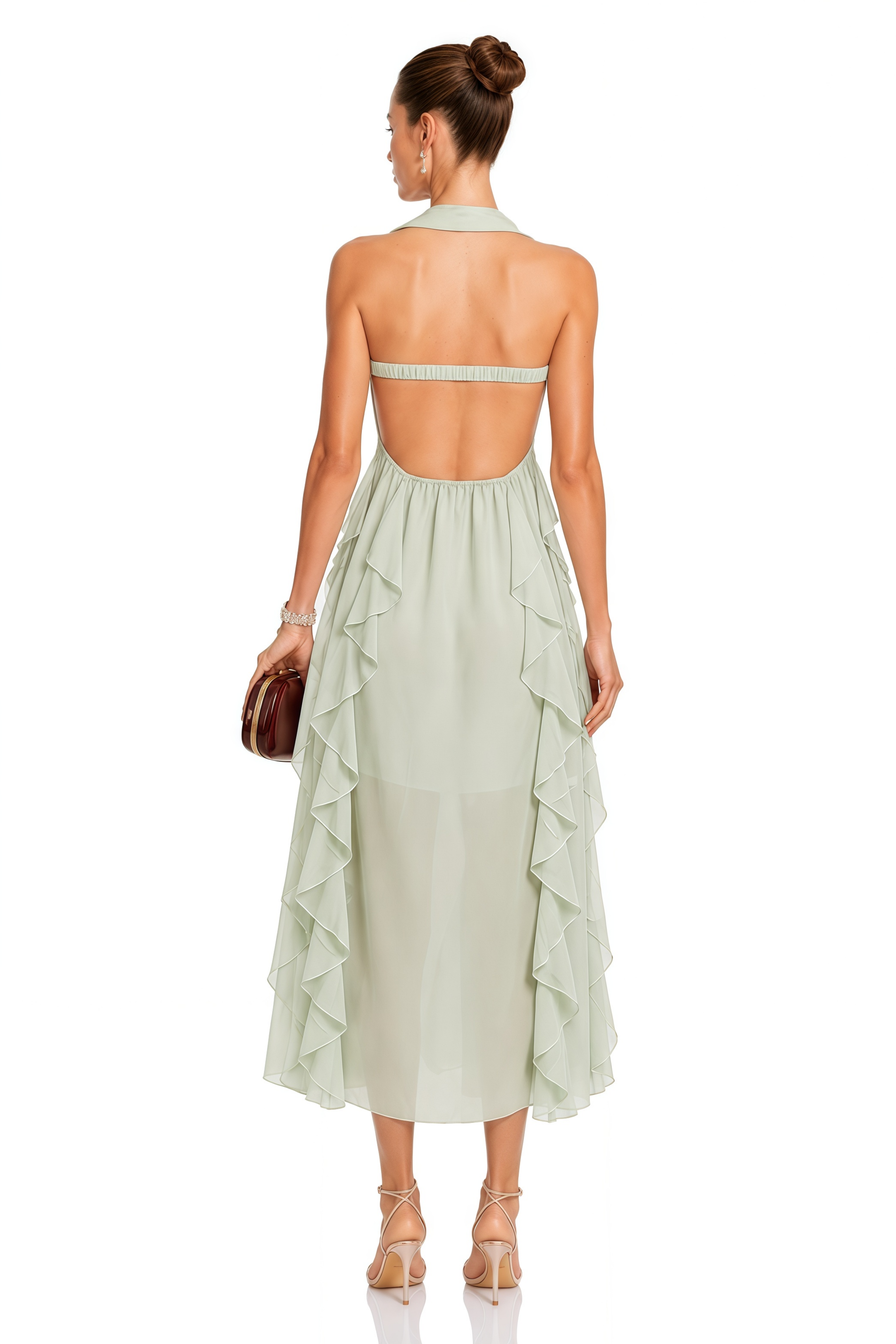 Salilah Embellished Ruffled Midi Dress
