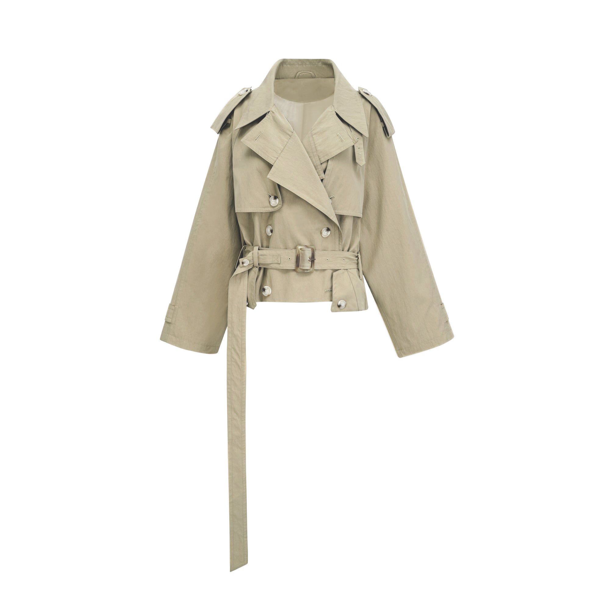 Justine belted-waist trench coat