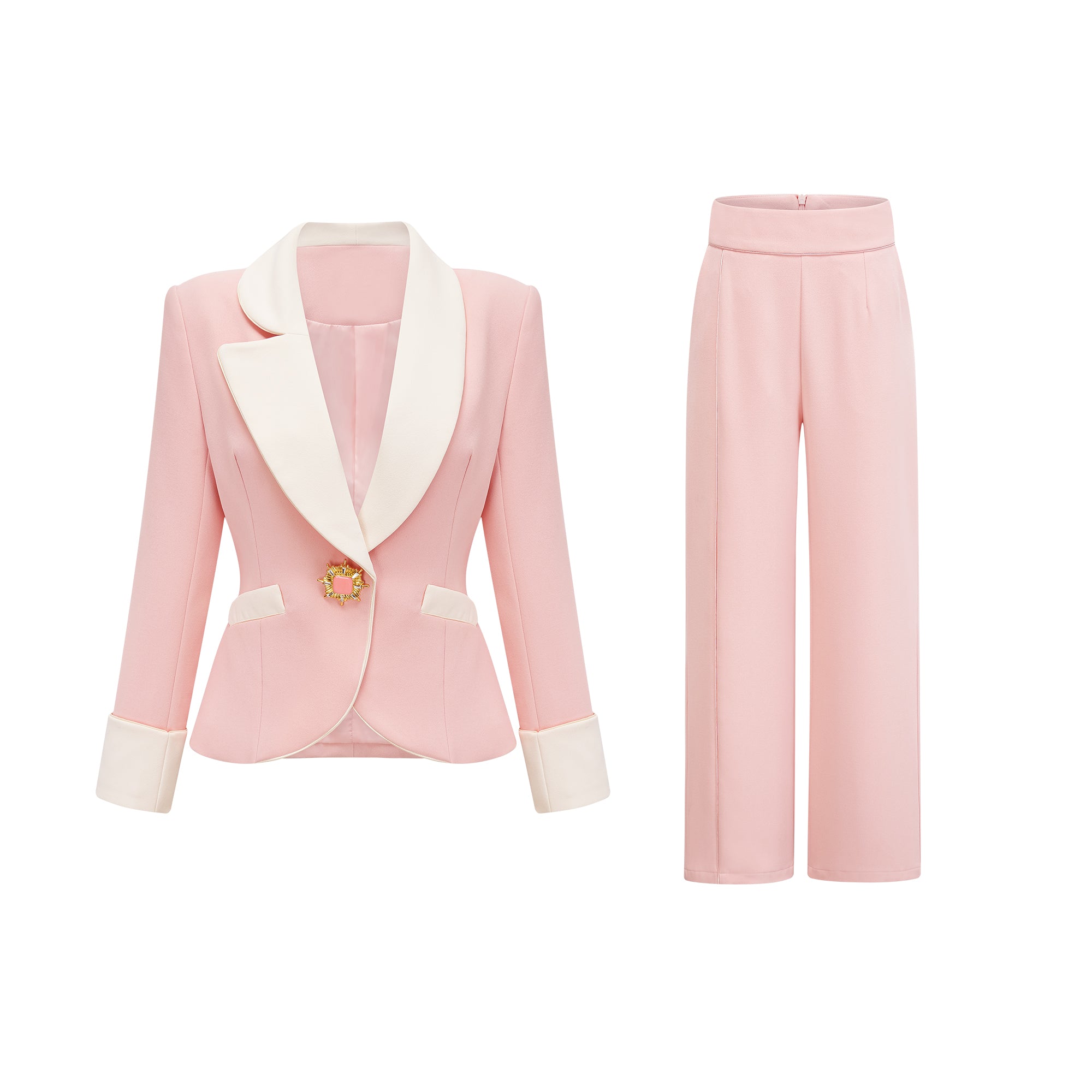 Claretta Colour-Block Blazer & Pants Matching Set