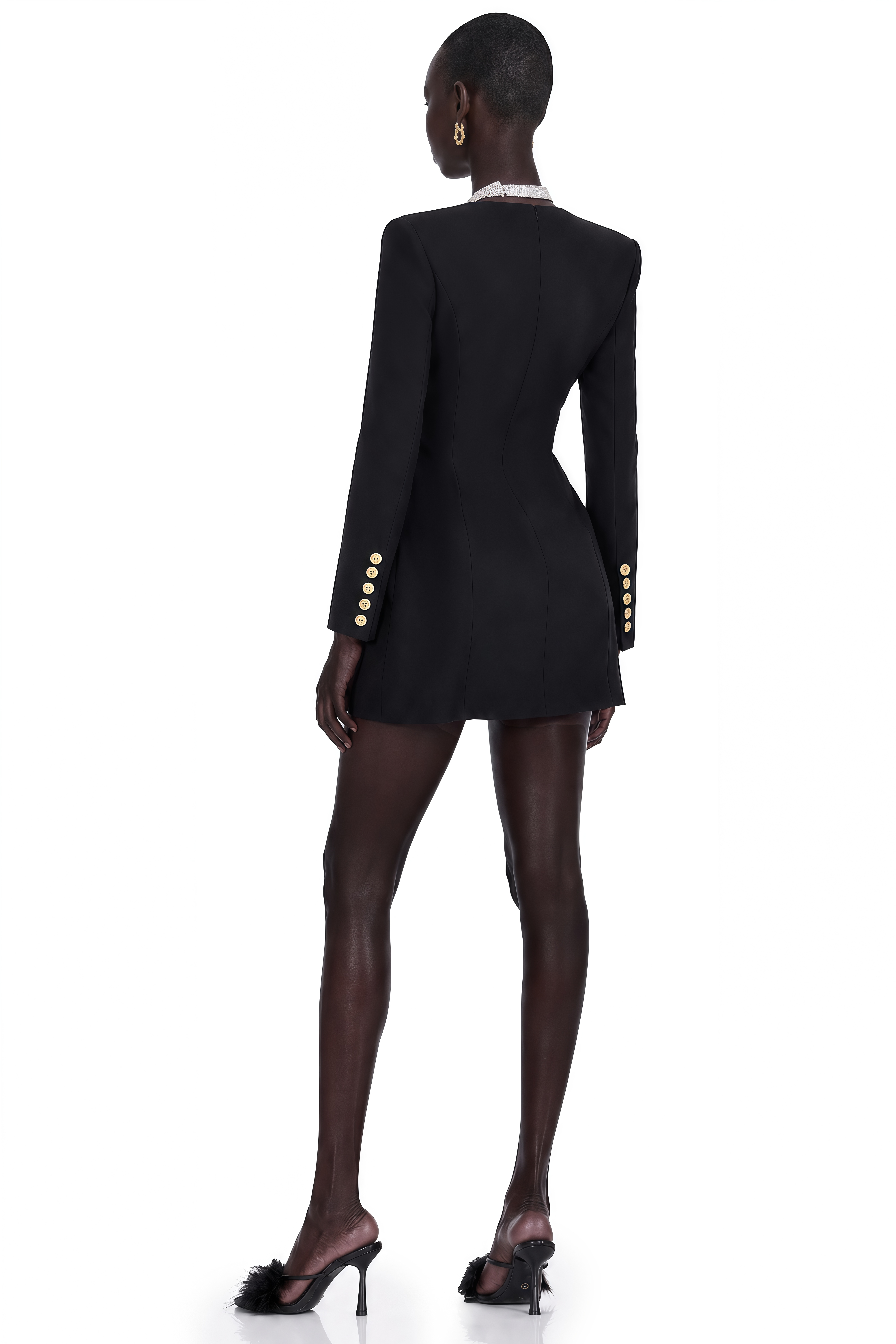 Celina Black Long-Sleeved Dress