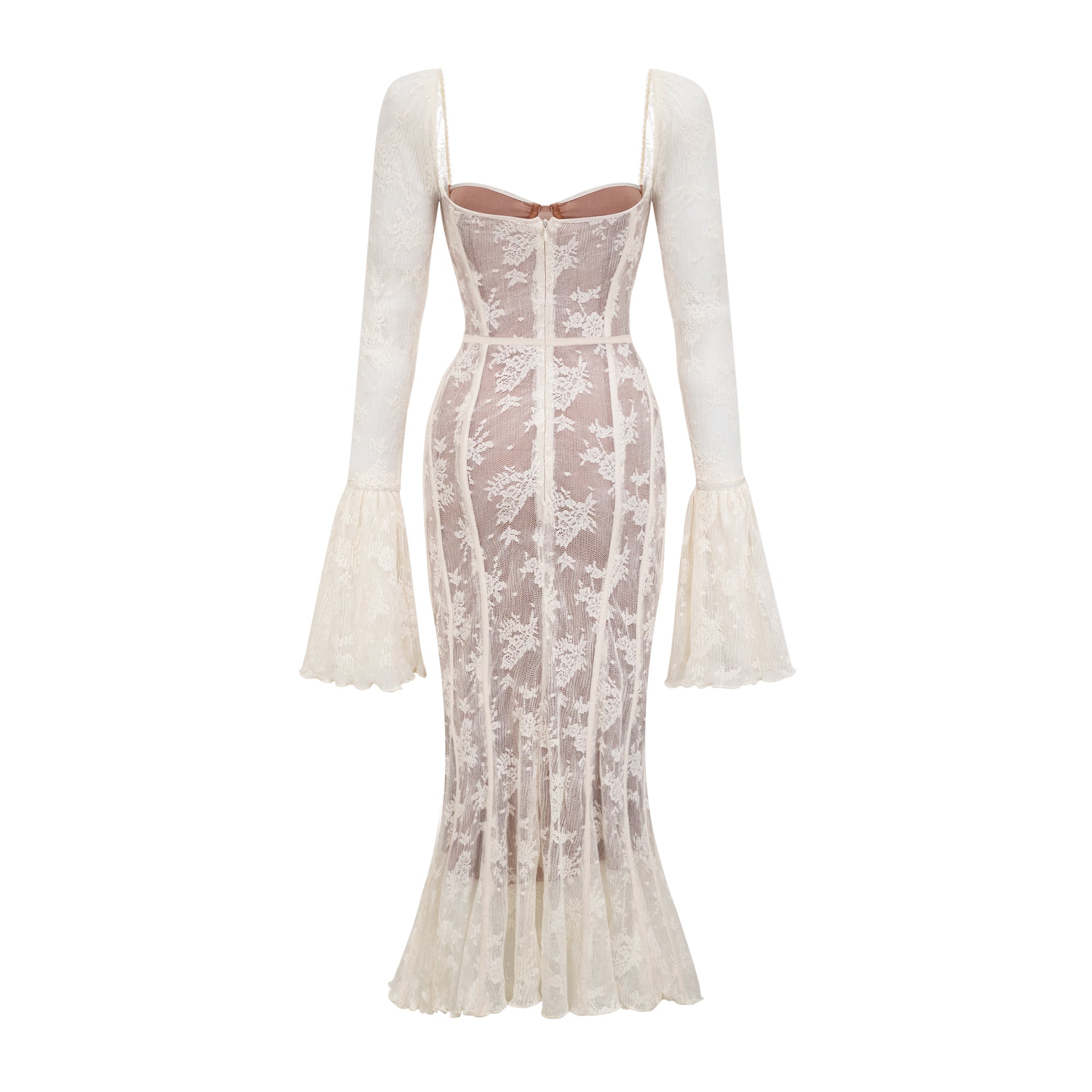 Marlene White Flared Lace Maxi Dress