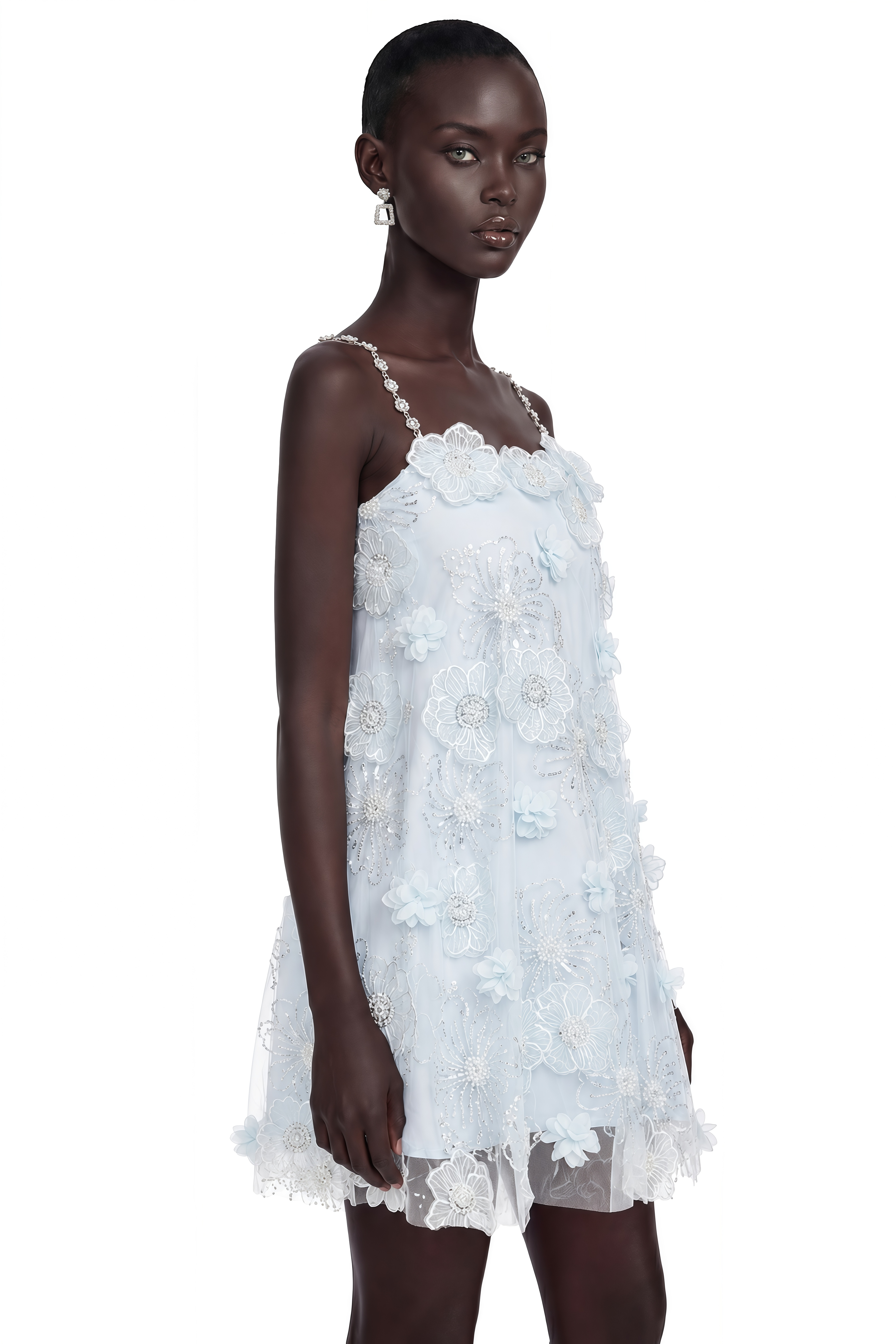 Suzette Crystal-Embellished Floral Mini Dress