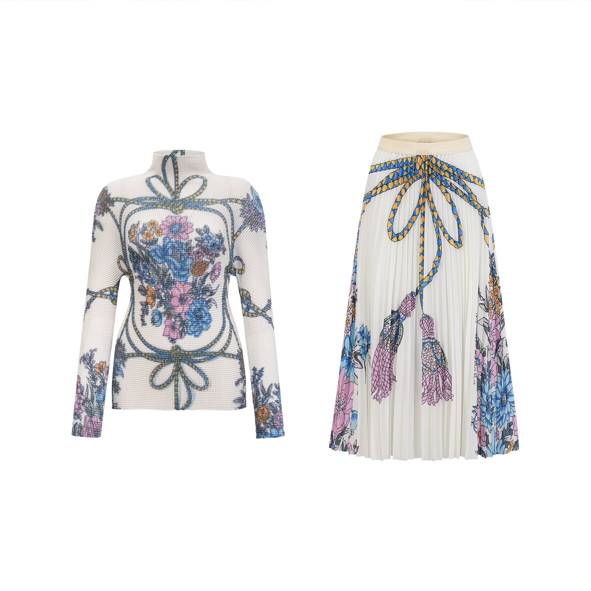 Huguette Pattern-Print Top & Skirt Matching Set