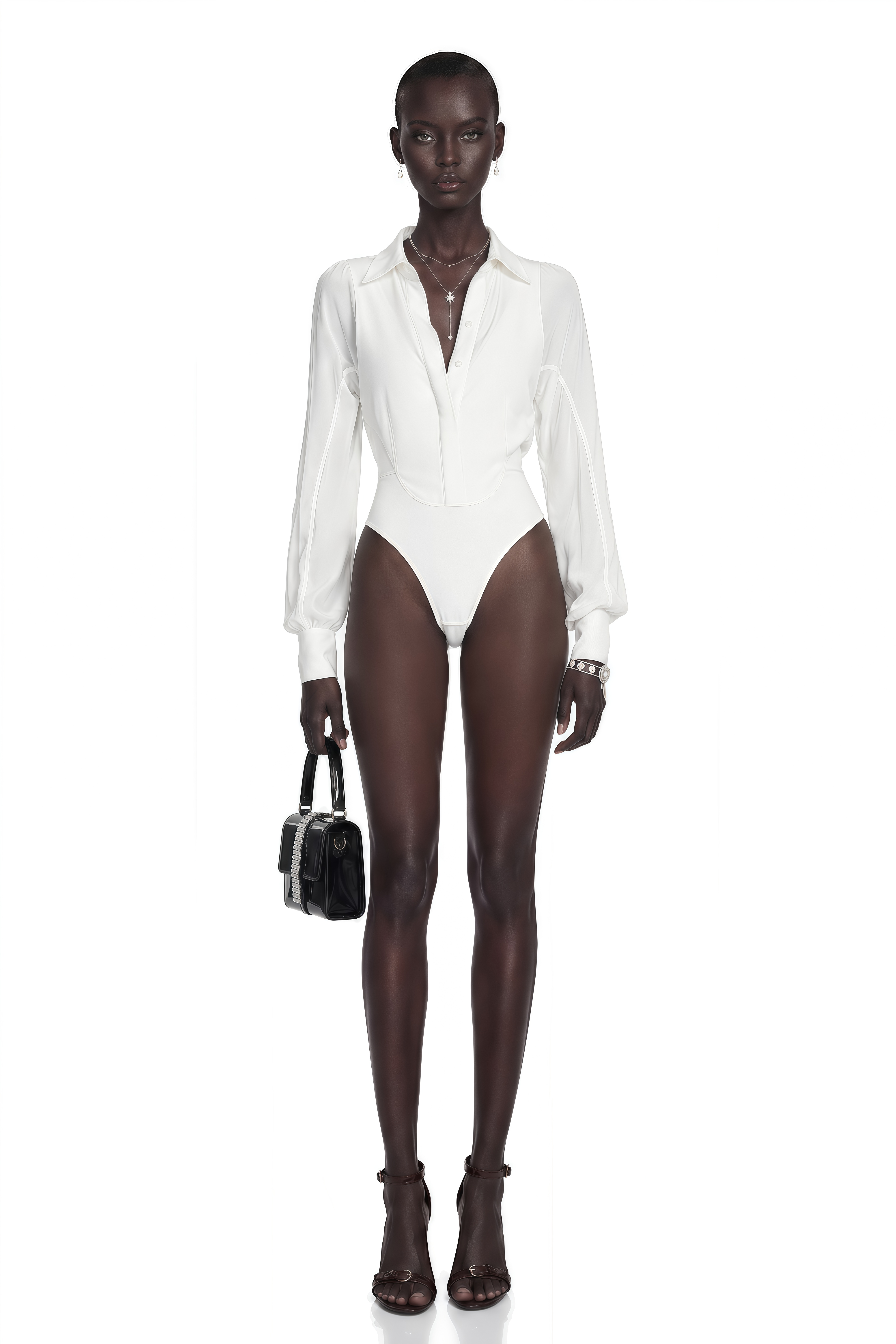 Fleur White Boned-Design Bodysuit