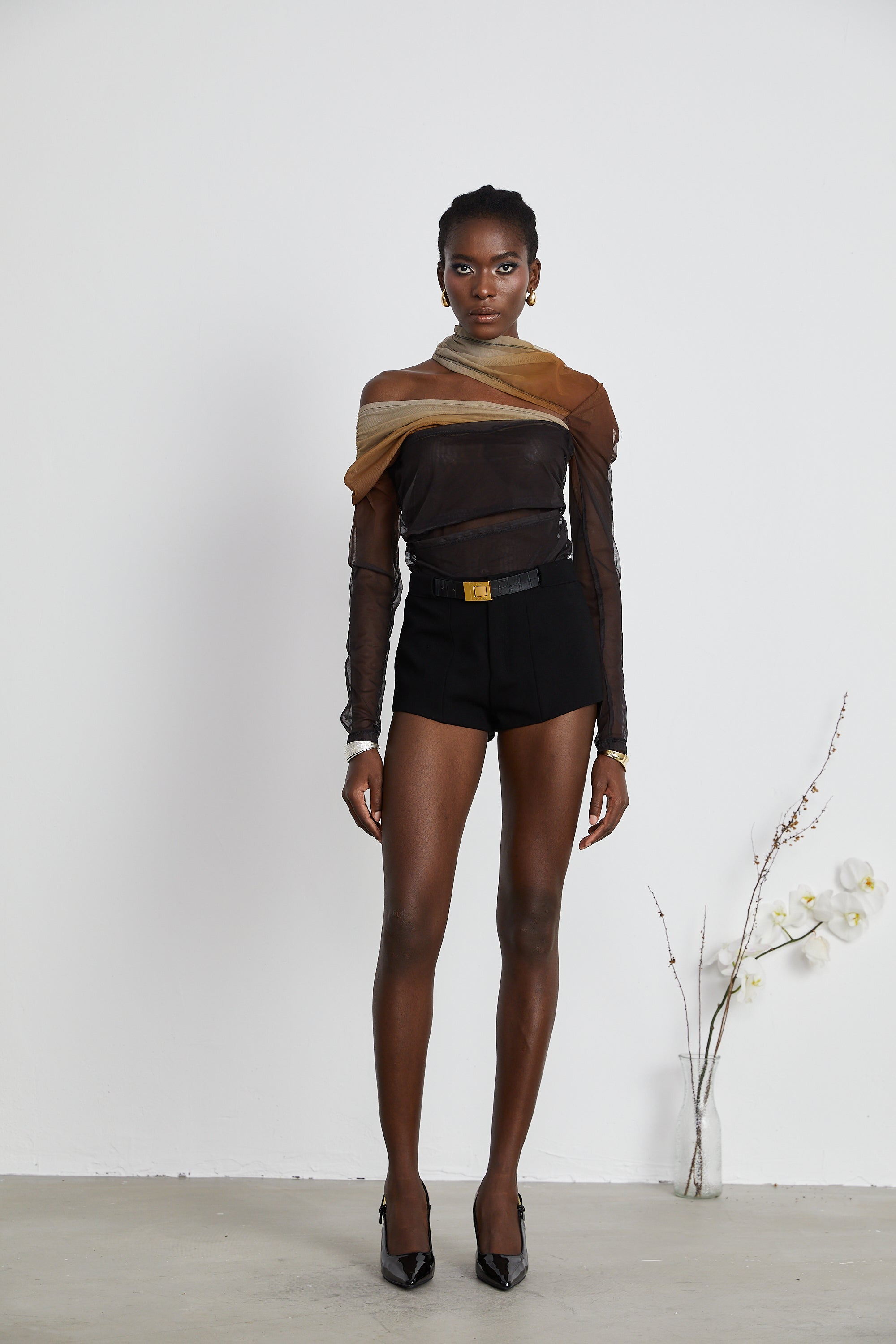 Capucine ruched gradient-effect bodysuit