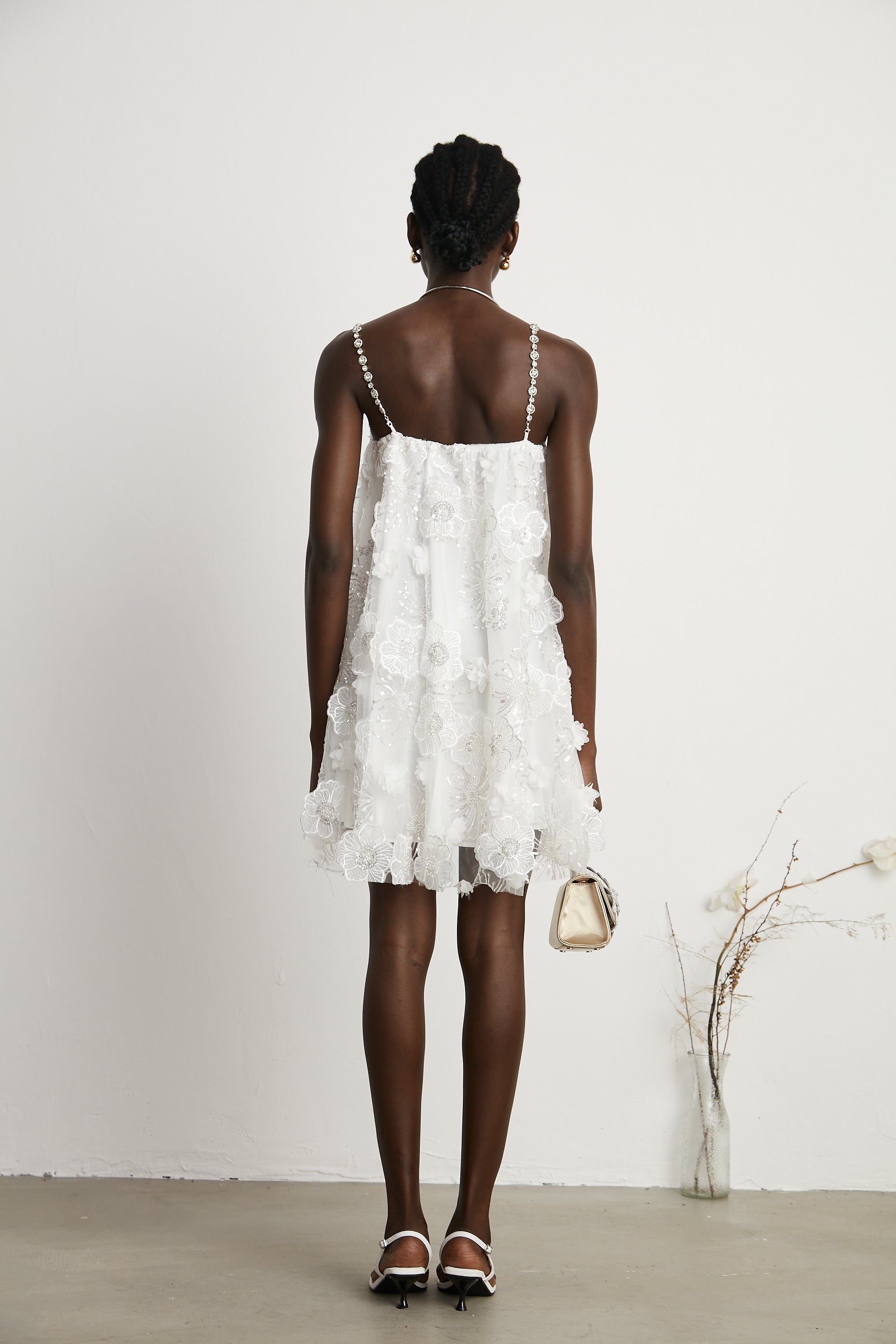 Suzette Crystal-Embellished Floral Mini Dress