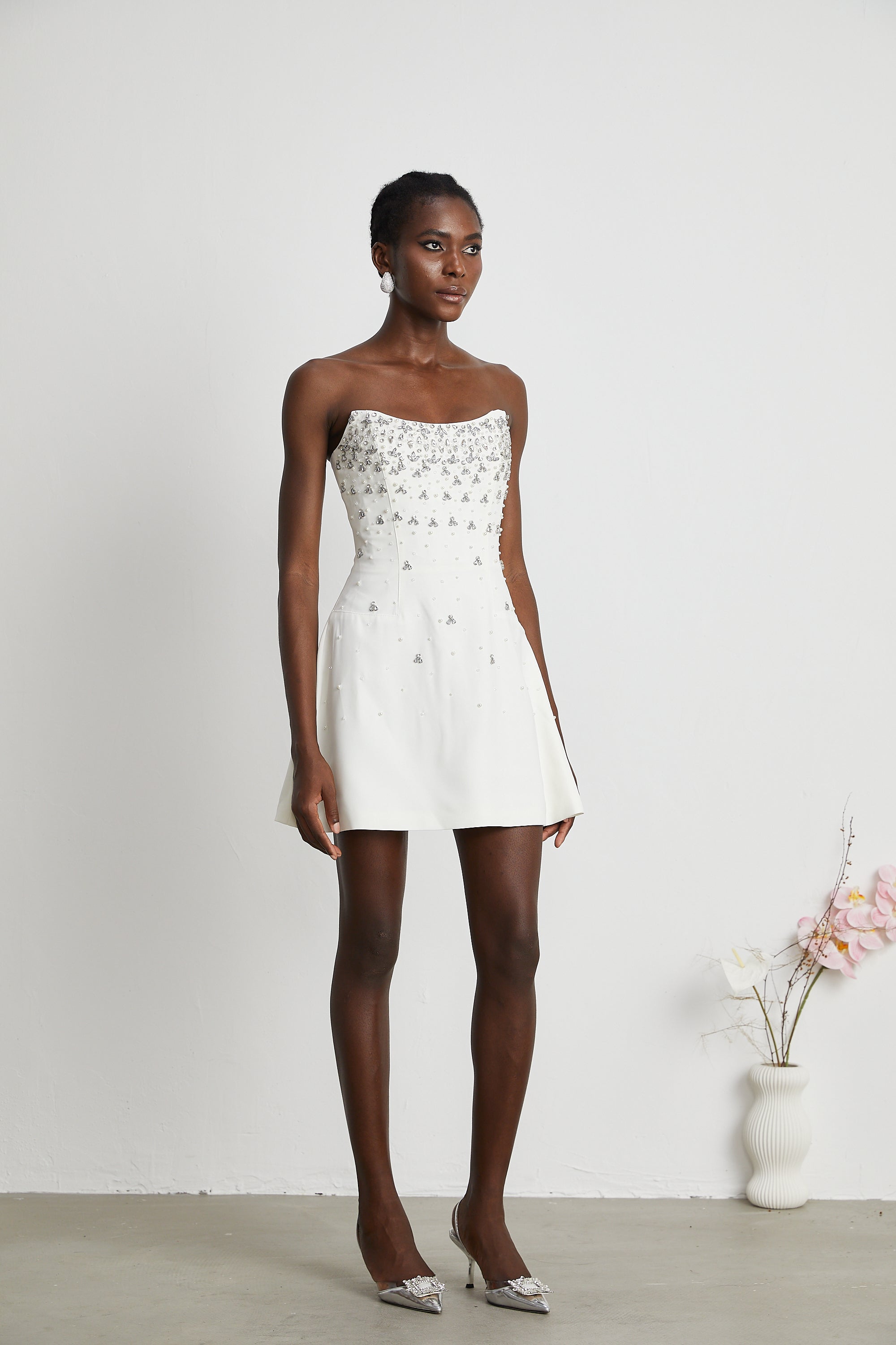 Melisande white embellished mini dress
