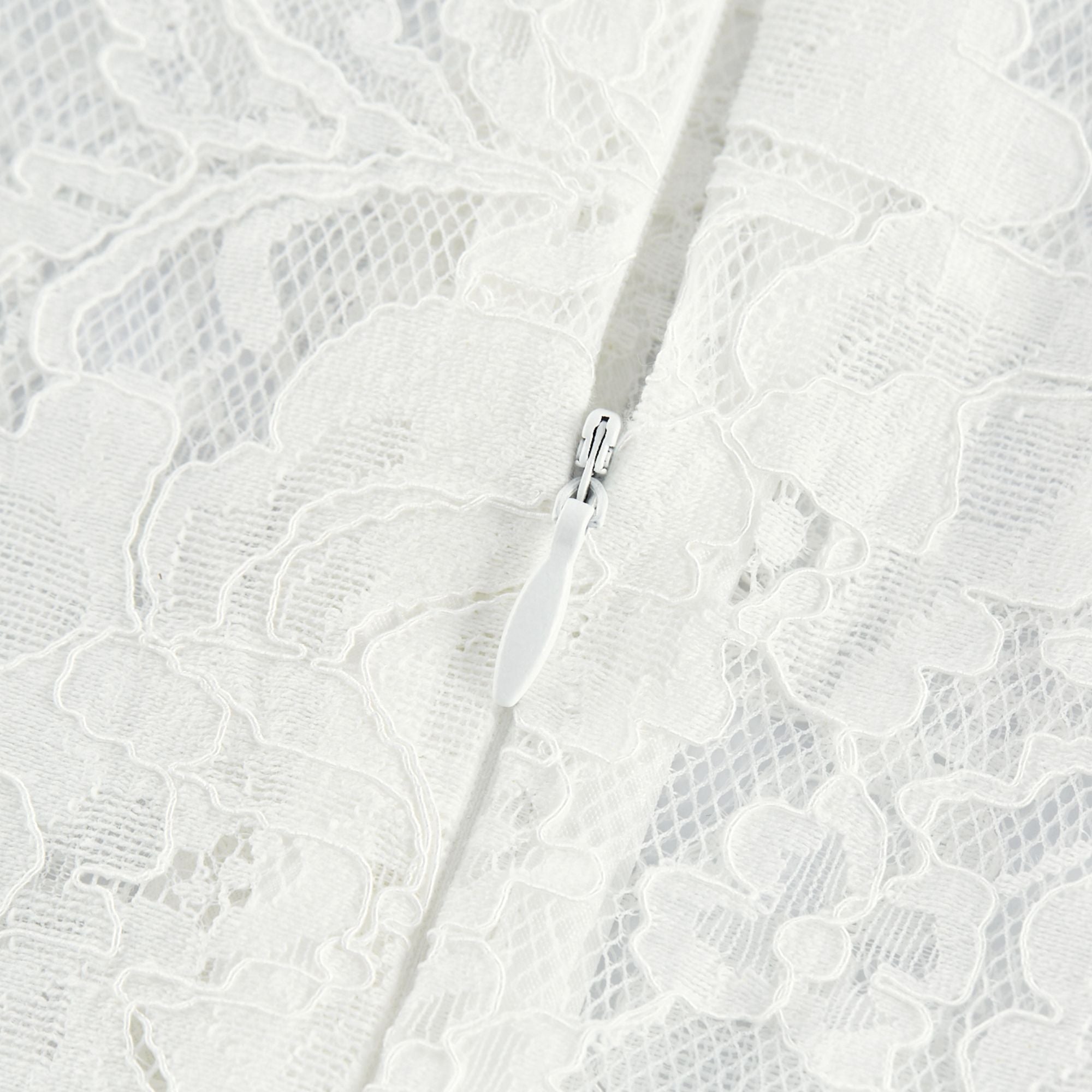 Elodiea White Floral Lace Flared Sleeves Midi Dress