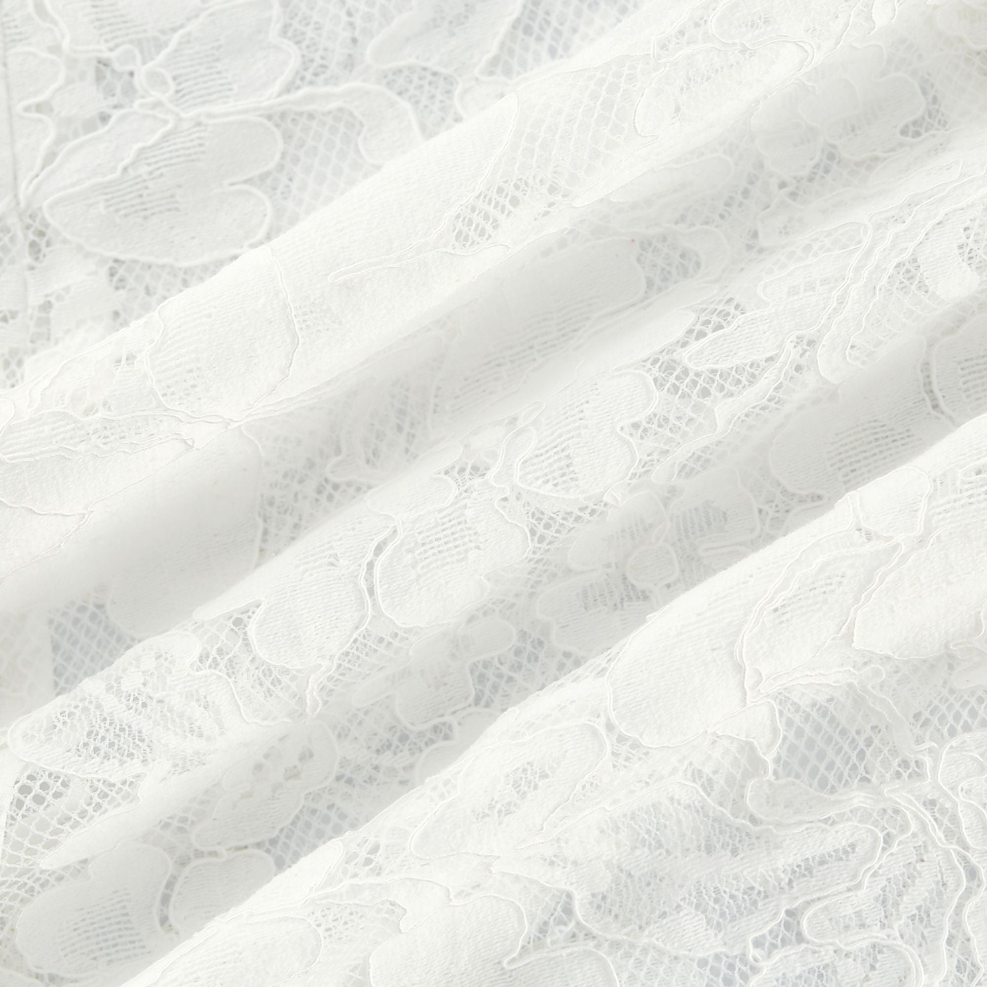 Elodiea White Floral Lace Flared Sleeves Midi Dress