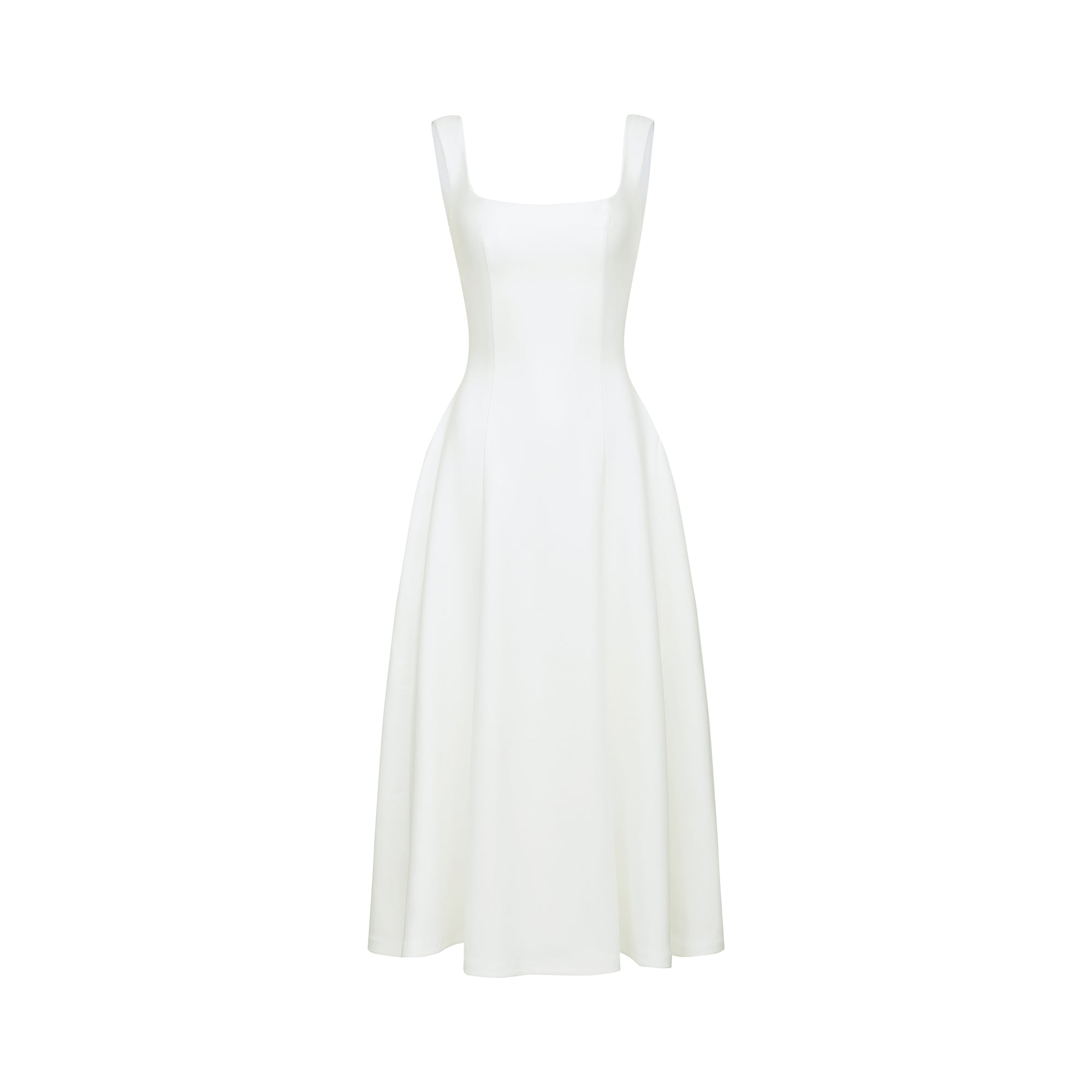 Thala White Pleated Flared Midi Dress