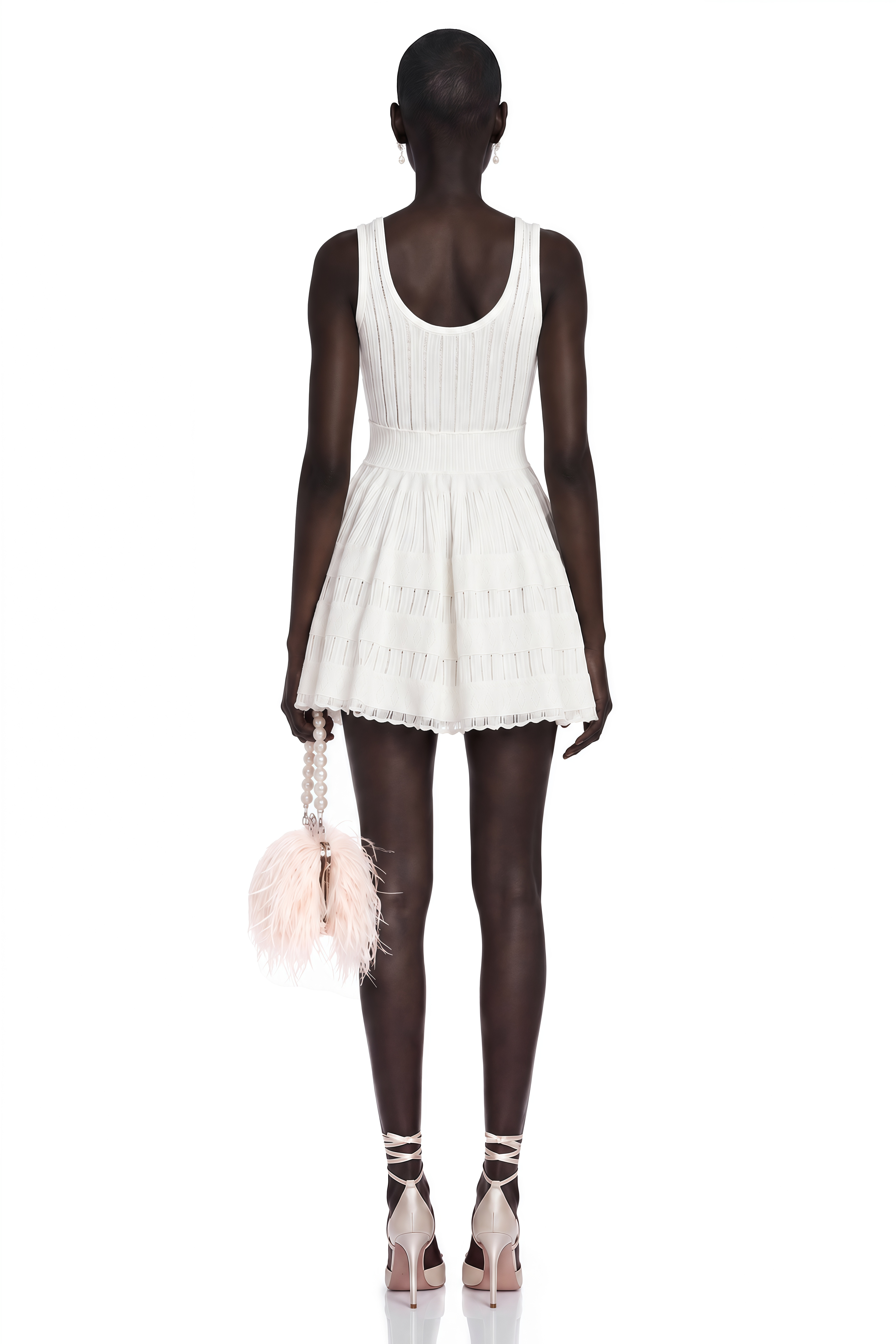 Noémie White Cut-Out Pleated Mini Dress