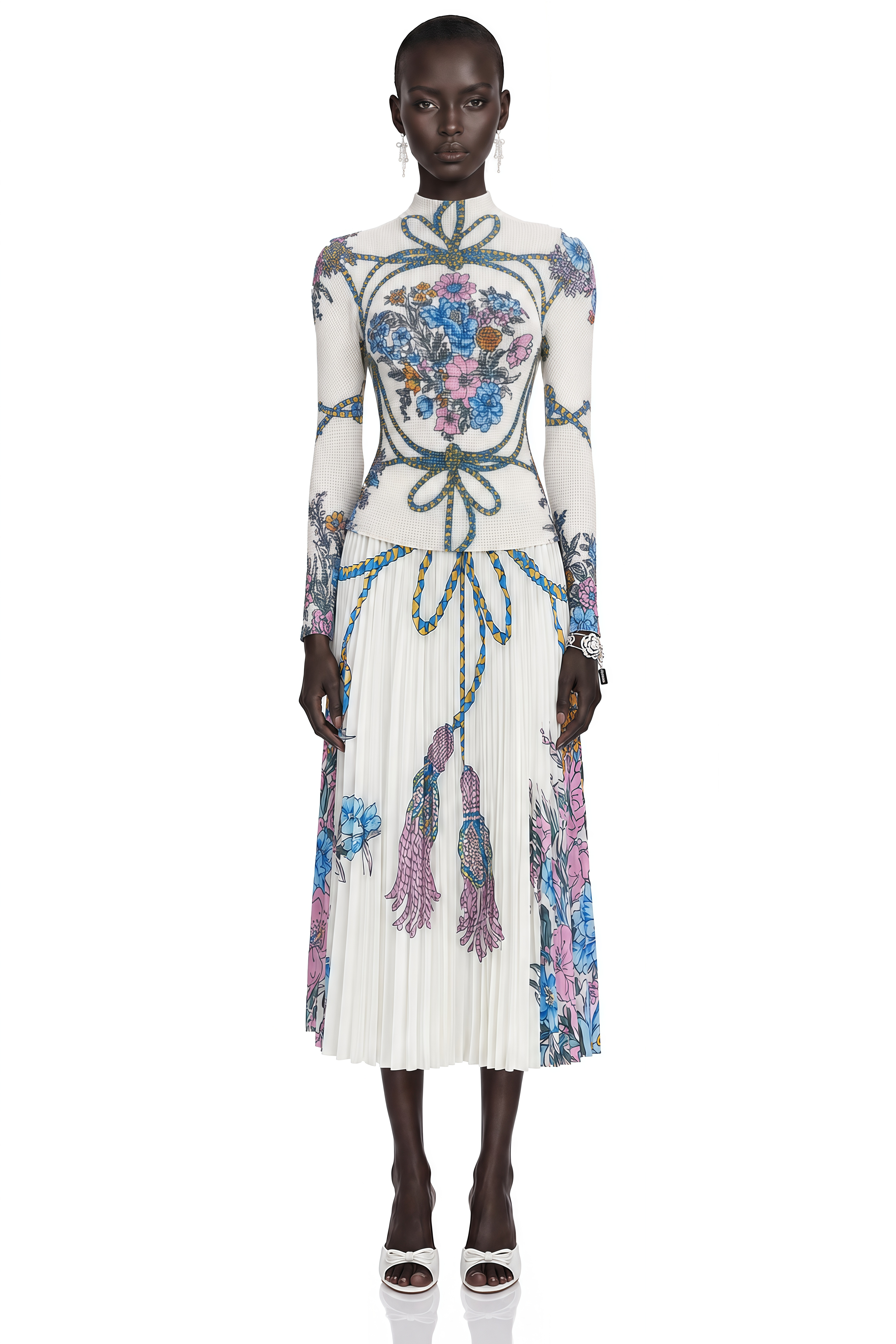 Huguette Pattern-Print Top & Skirt Matching Set