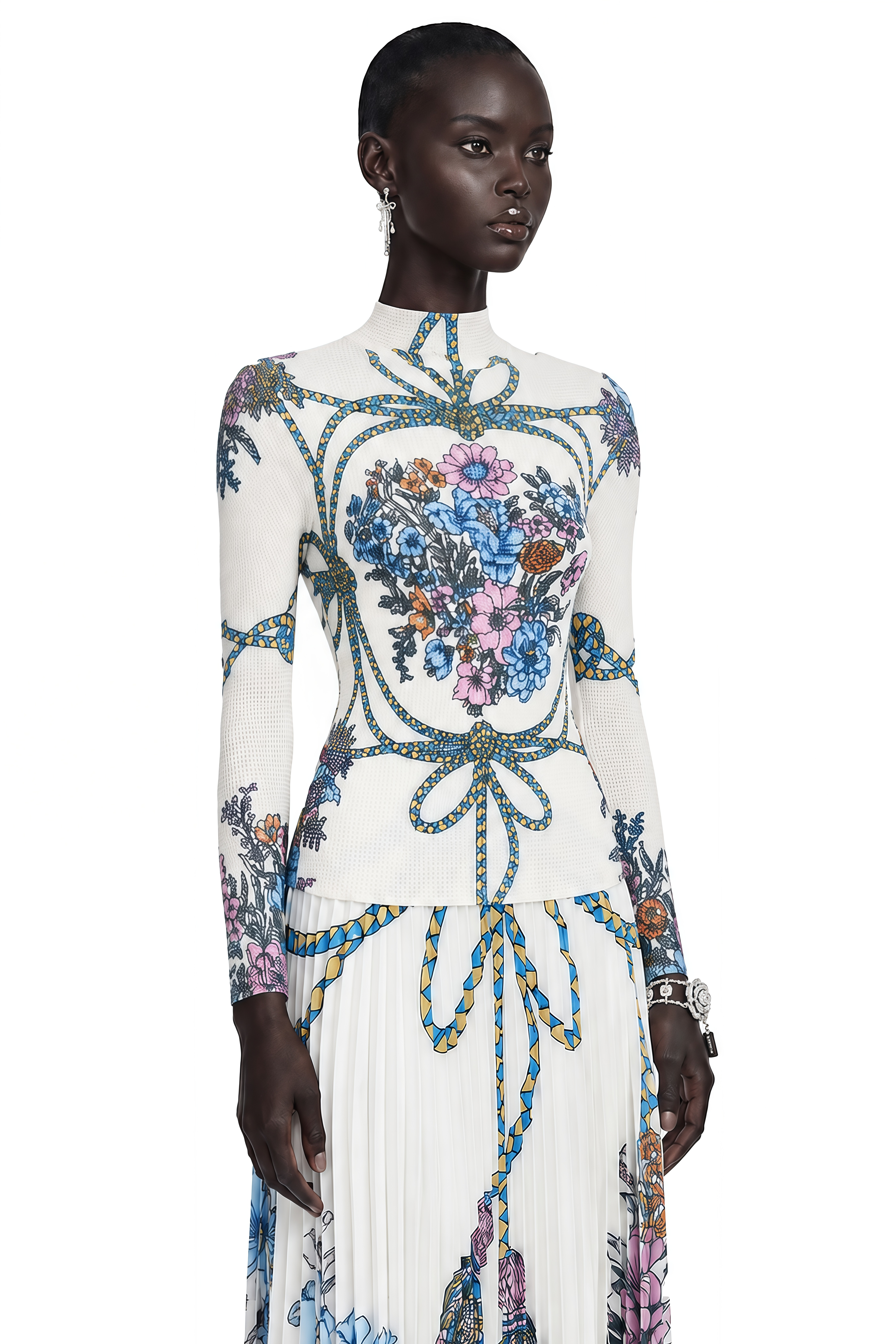 Huguette Pattern-Print Top & Skirt Matching Set