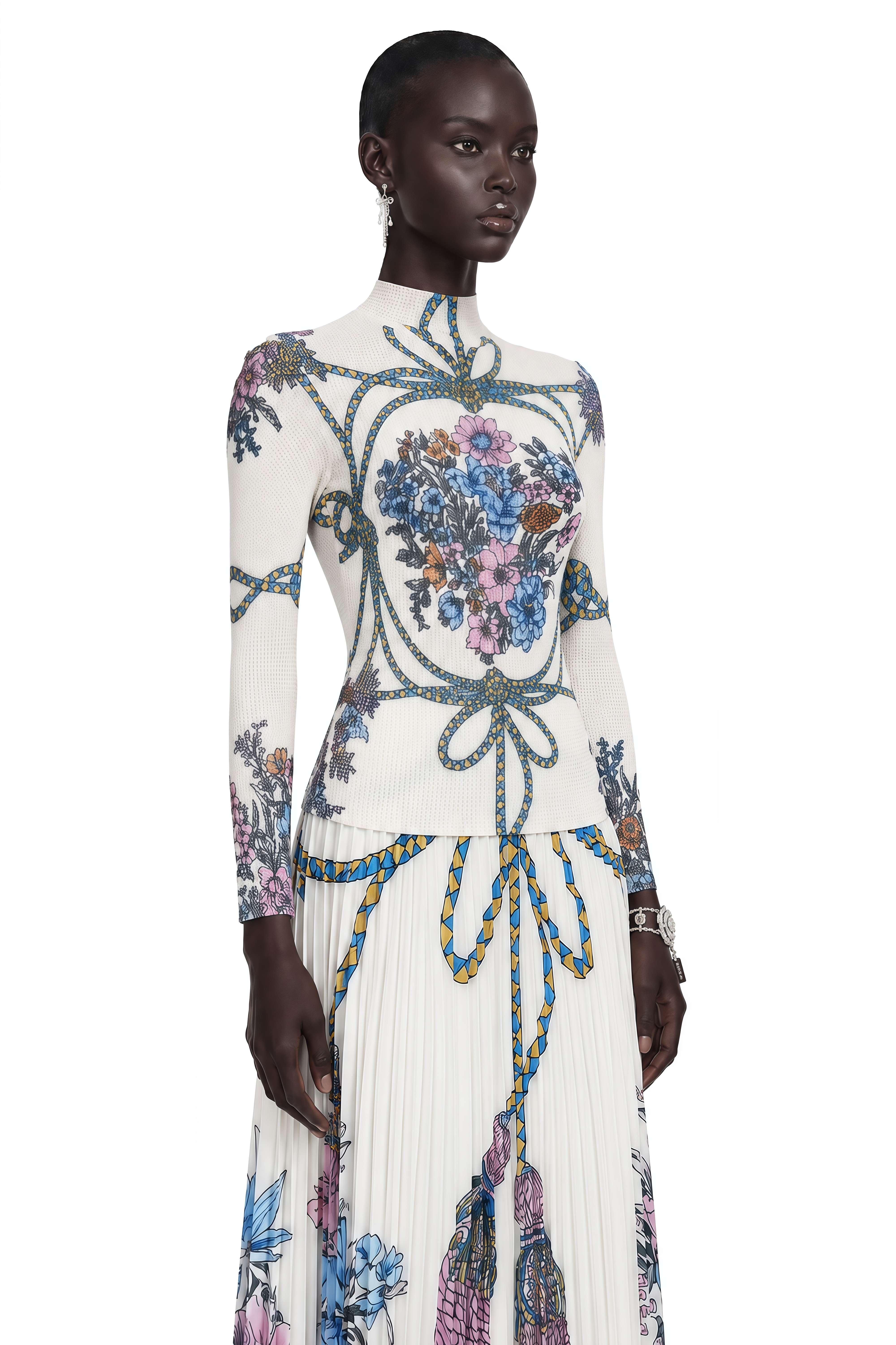 Huguette Pattern-Print Top & Skirt Matching Set