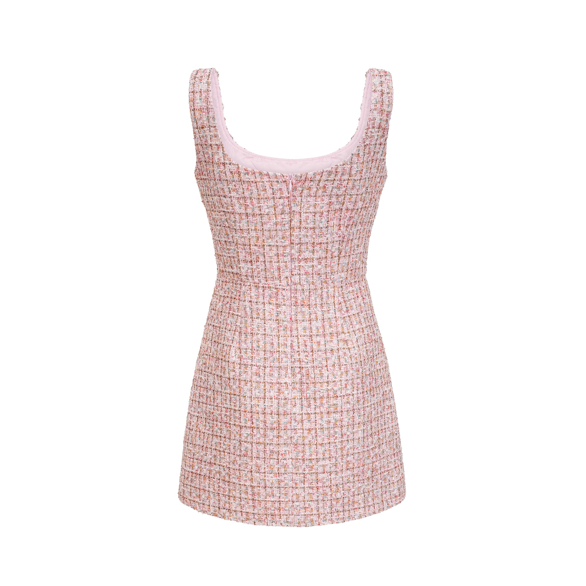 Aoife Pink Embellished Tweed Mini Dress