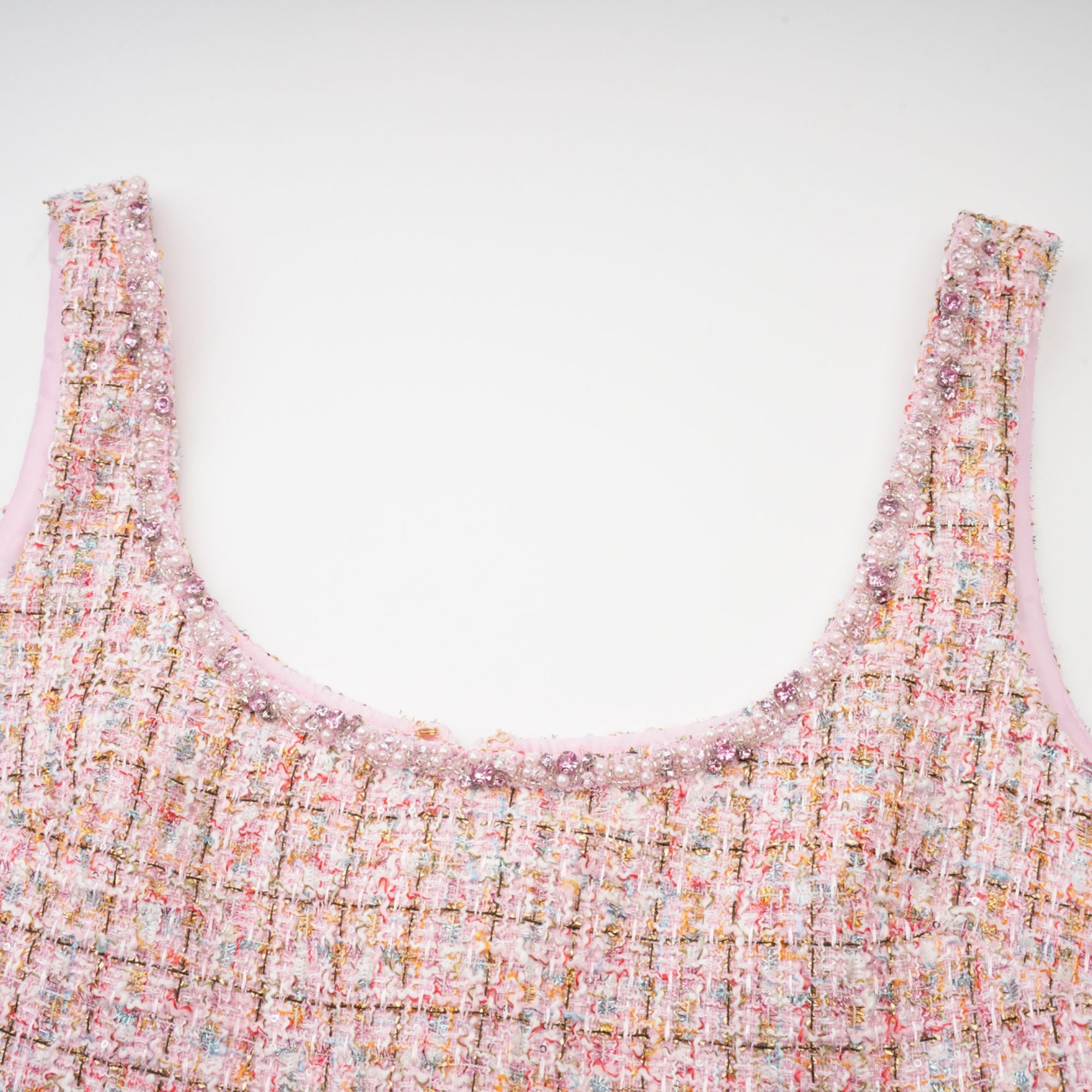 Aoife Pink Embellished Tweed Mini Dress