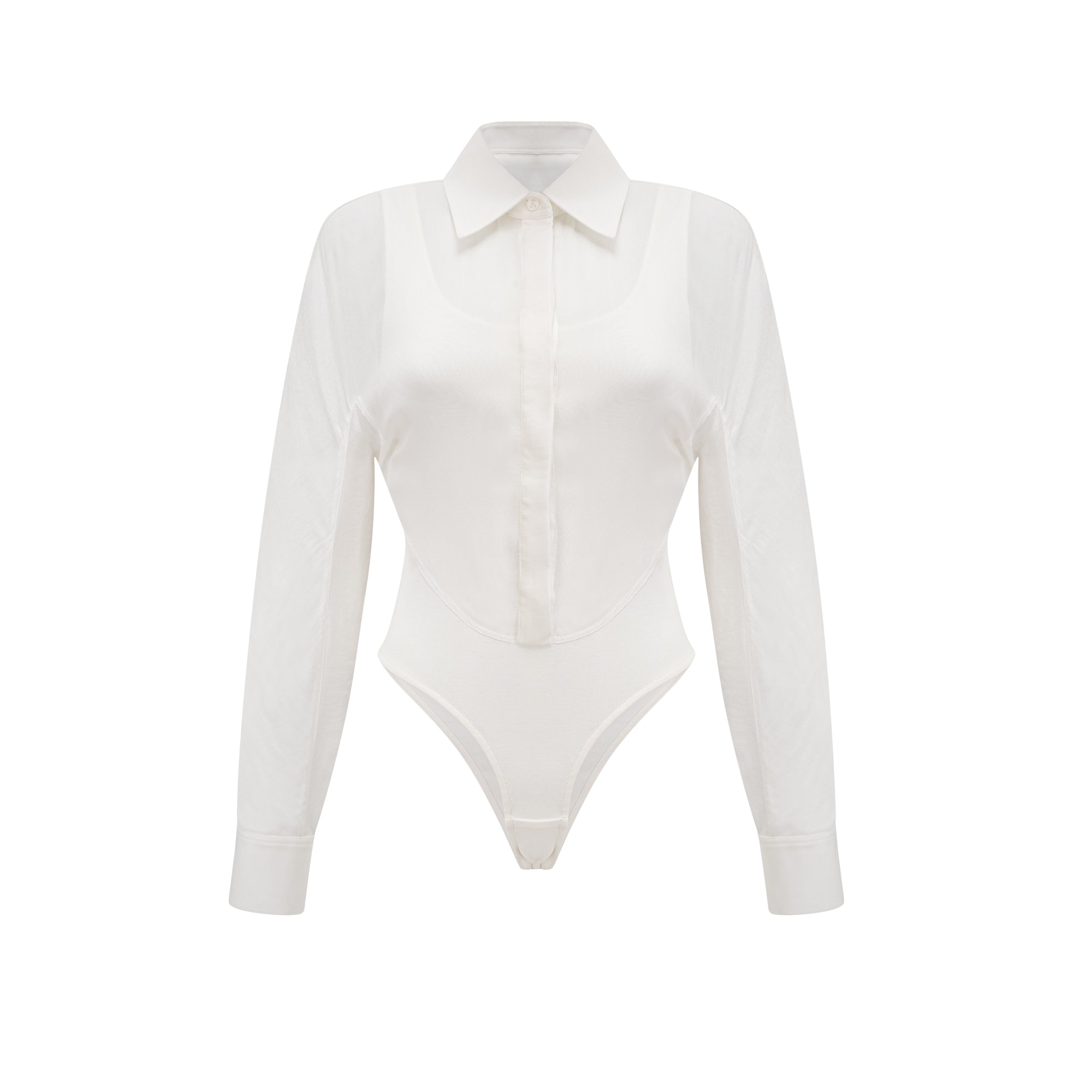 Fleur White Boned-Design Bodysuit